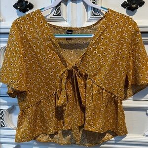 Fig and Flower Mustard Floral Blouse
